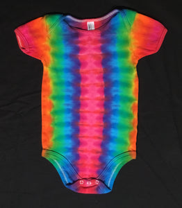Baby Pink/Rainbow Pleat Tie-Dyed One-Piece, 12-18M (Organic Cotton)
