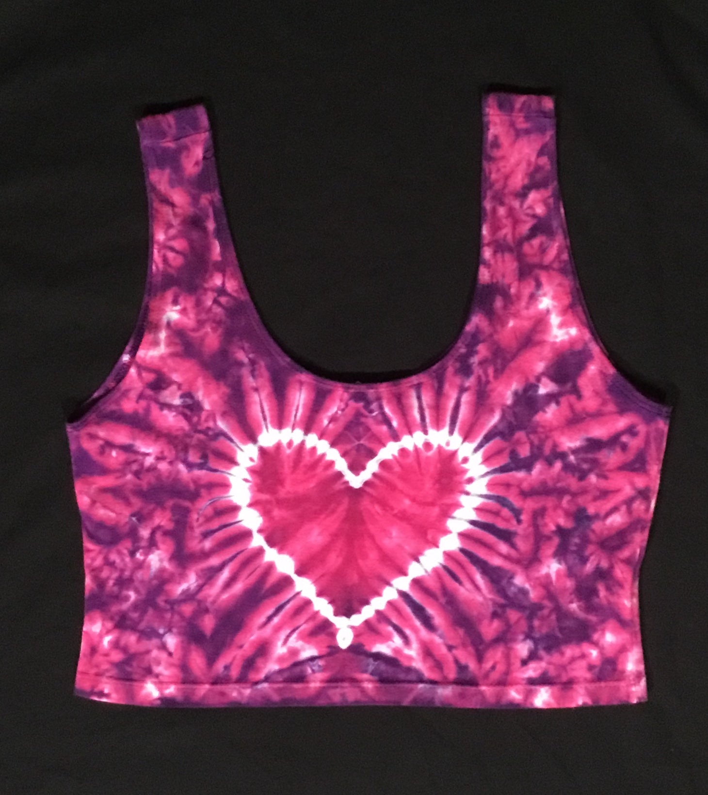Women's Pink Heart Tie-Dyed Crop Top, L