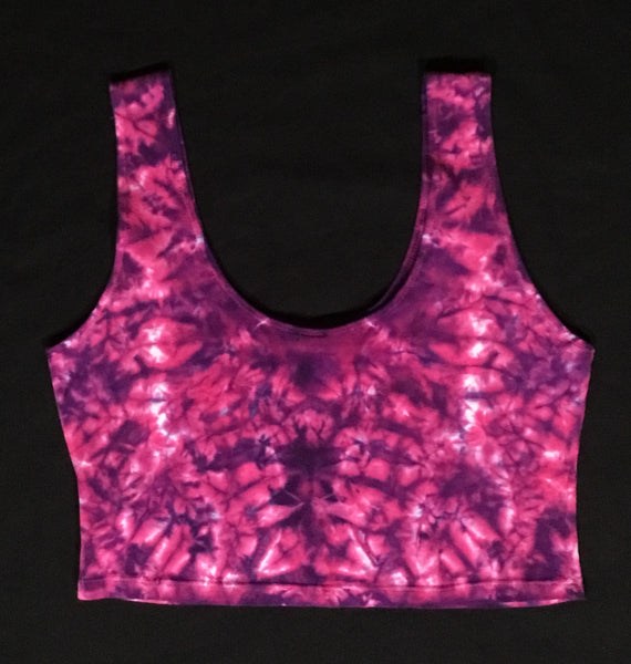 Women's Pink Heart Tie-Dyed Crop Top, L
