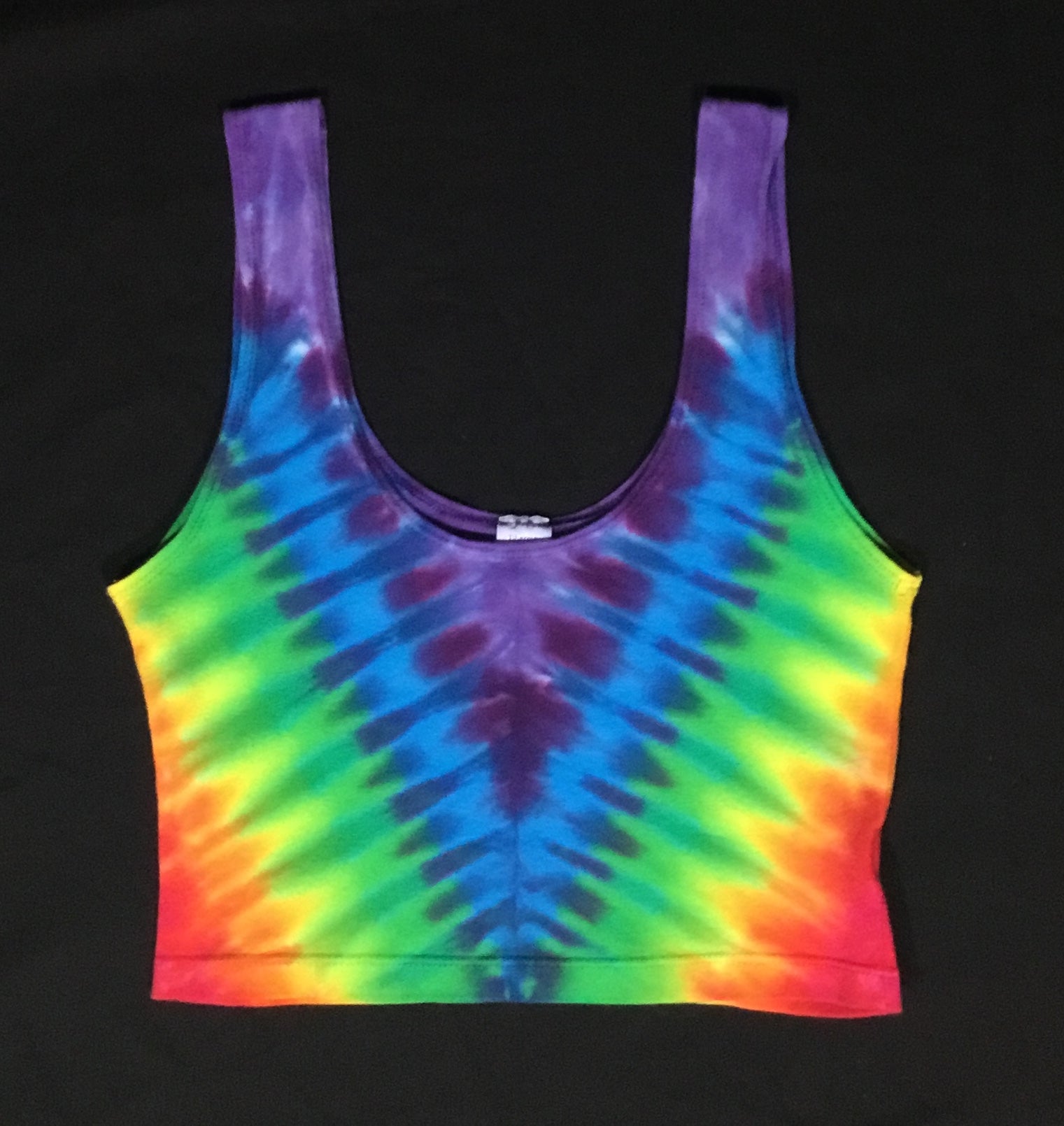 Women's Rainbow "V" Tie-Dyed Crop Top, M