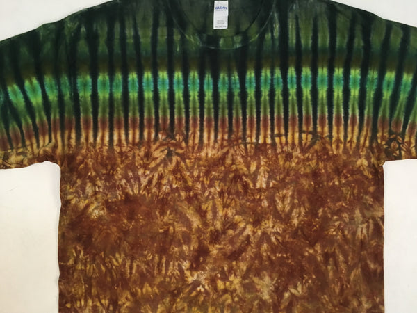 Adult Brown/Green Earthtones Tie-Dyed Tee, 2X