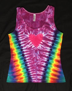 Women's Amethyst Heart Tie-dyed Tank, L