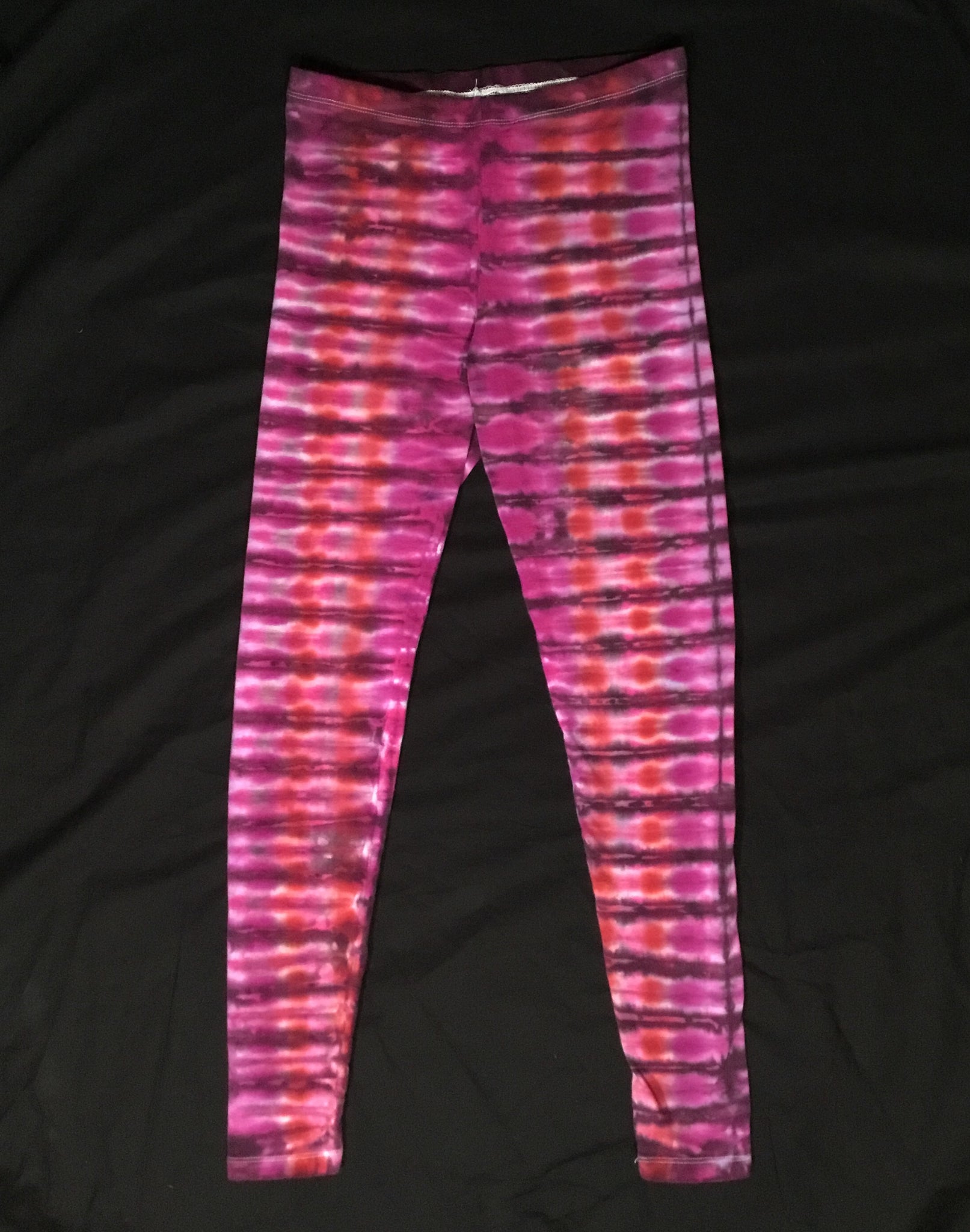 Women's Pink Striped Tie-Dyed Leggings, S