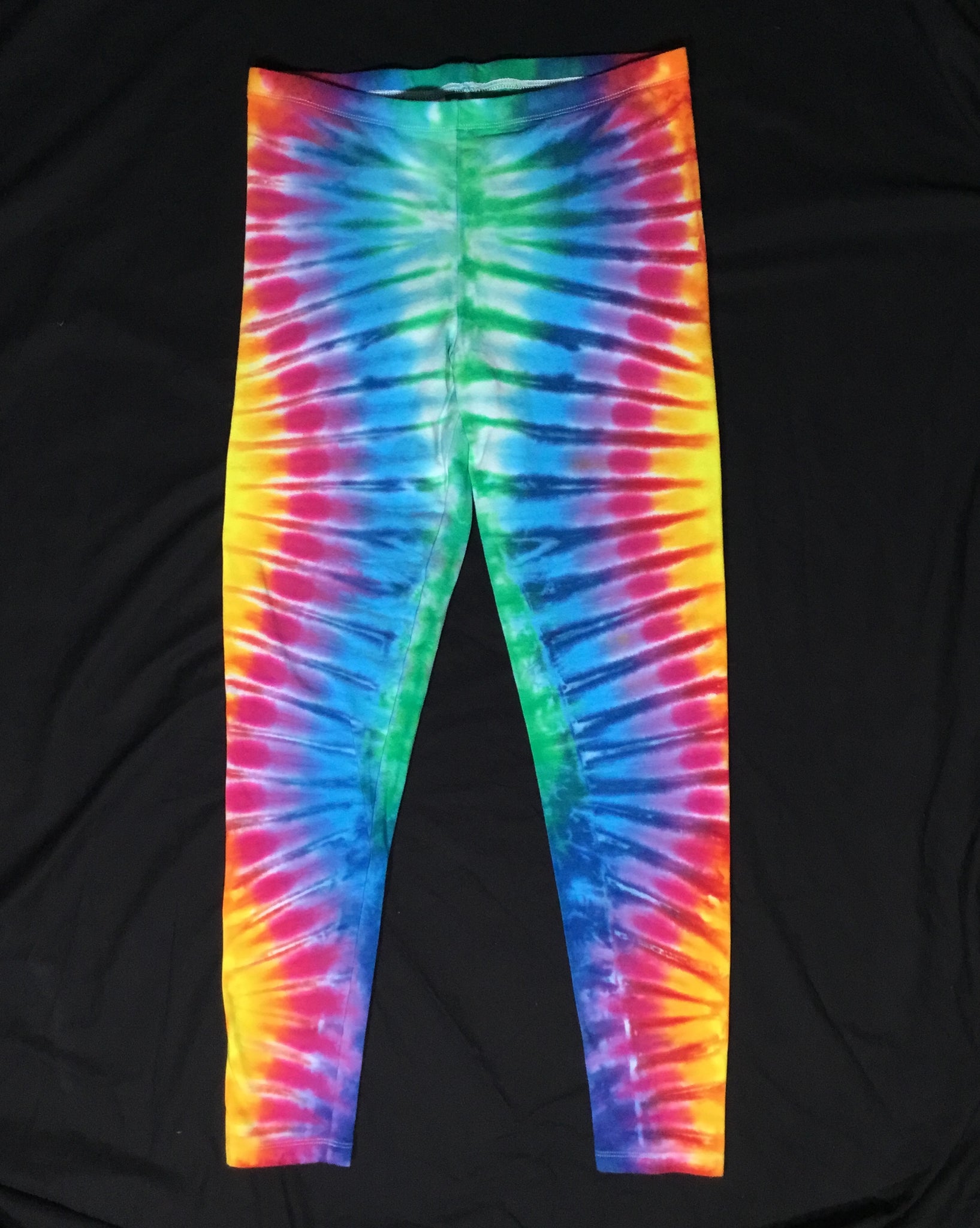 Women's Rainbow Swirl Tie-Dyed Leggings, L