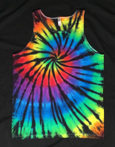 Men's Rainbow Spiral Tie-Dyed Tank, L