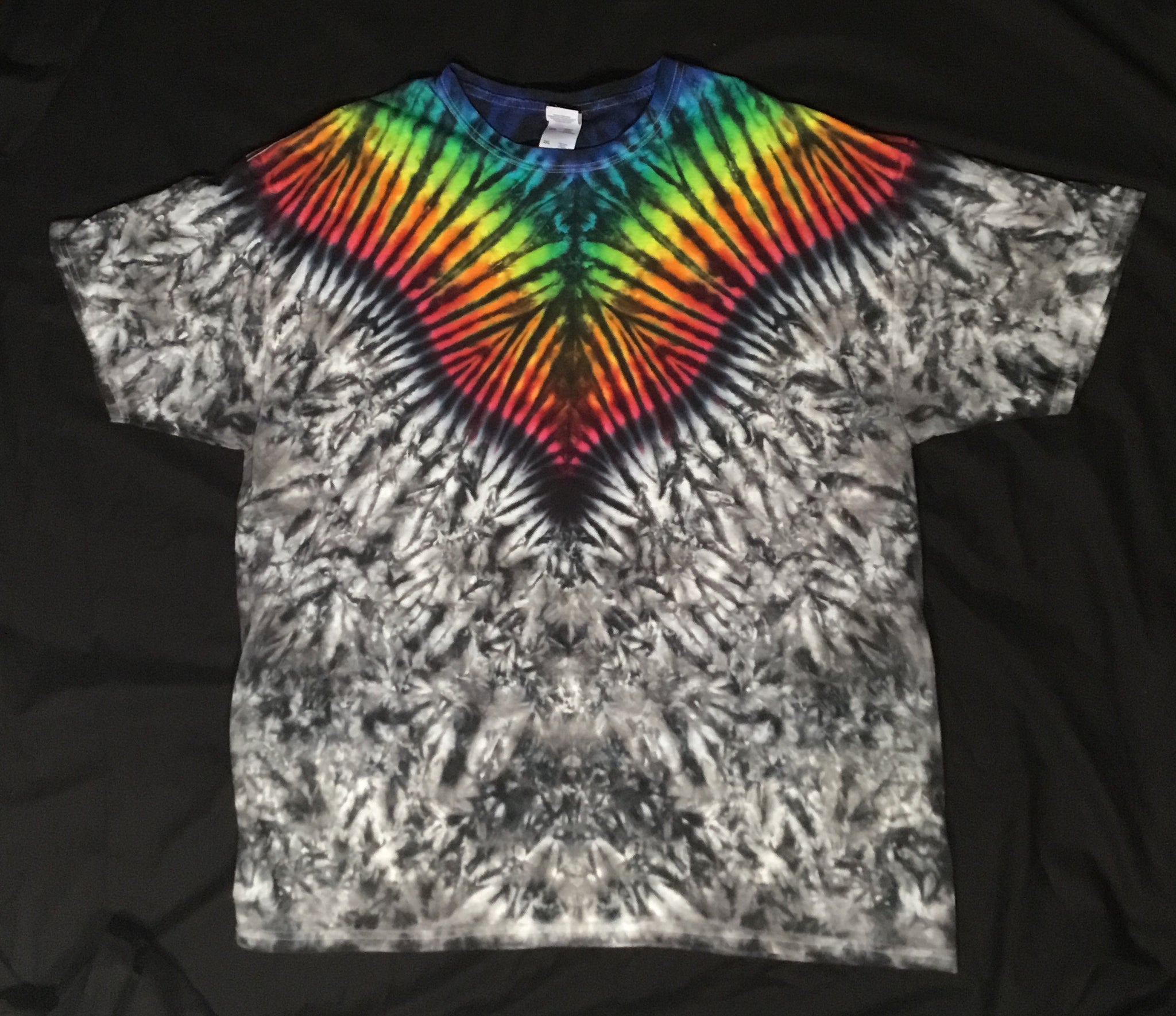 Adult Gray/Rainbow Tie-Dyed Tee, 2X