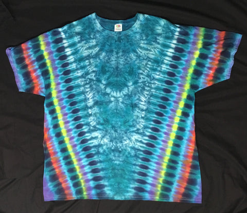 Adult Aqua/Multicolored Tie-Dyed Tee, 2X