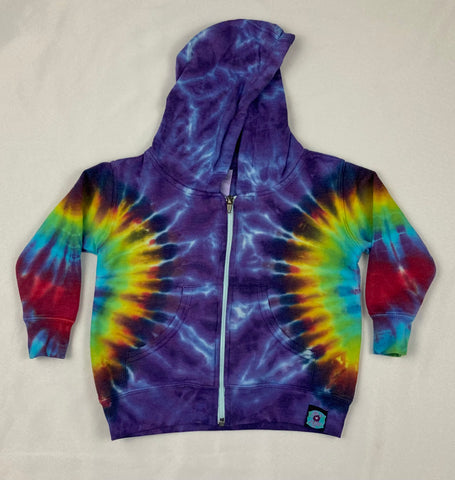 Youth Purple/Rainbow Tie-dyed Zip Hoodie, 2T