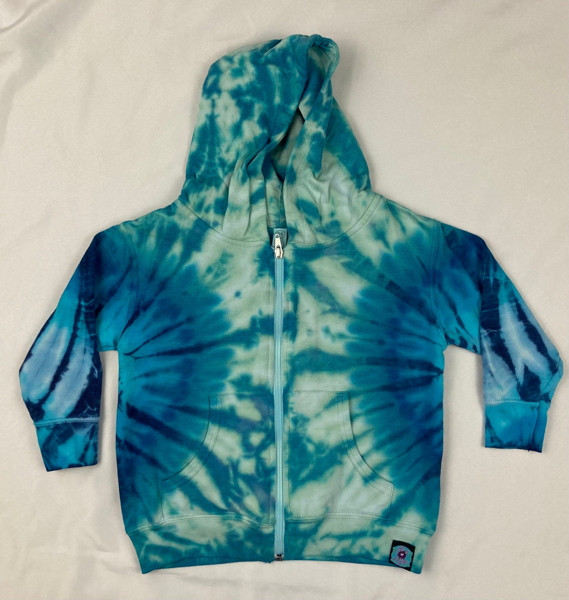 Youth Seafoam/Blue Tie-dyed Zip Hoodie, 4T