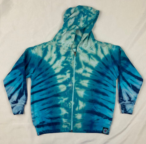 Youth Seafoam/Blue Tie-dyed Zip Hoodie, 5/6