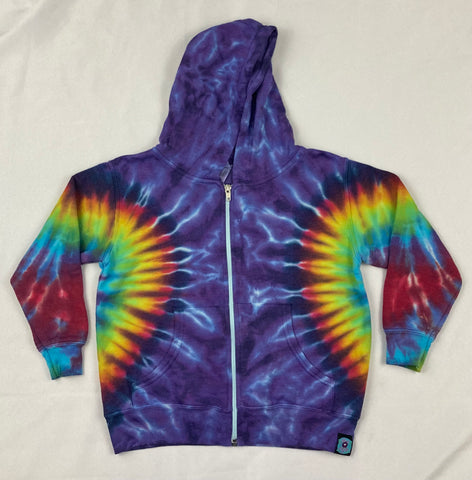 Youth Purple/Rainbow Tie-dyed Zip Hoodie, 5/6