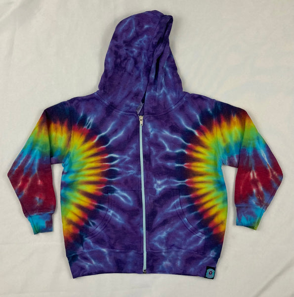 Youth Purple/Rainbow Tie-dyed Zip Hoodie, 5/6