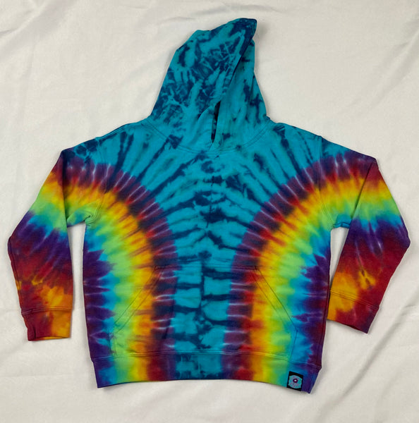 Youth Blue/Rainbow Tie-dyed Hoodie, M (10-12)