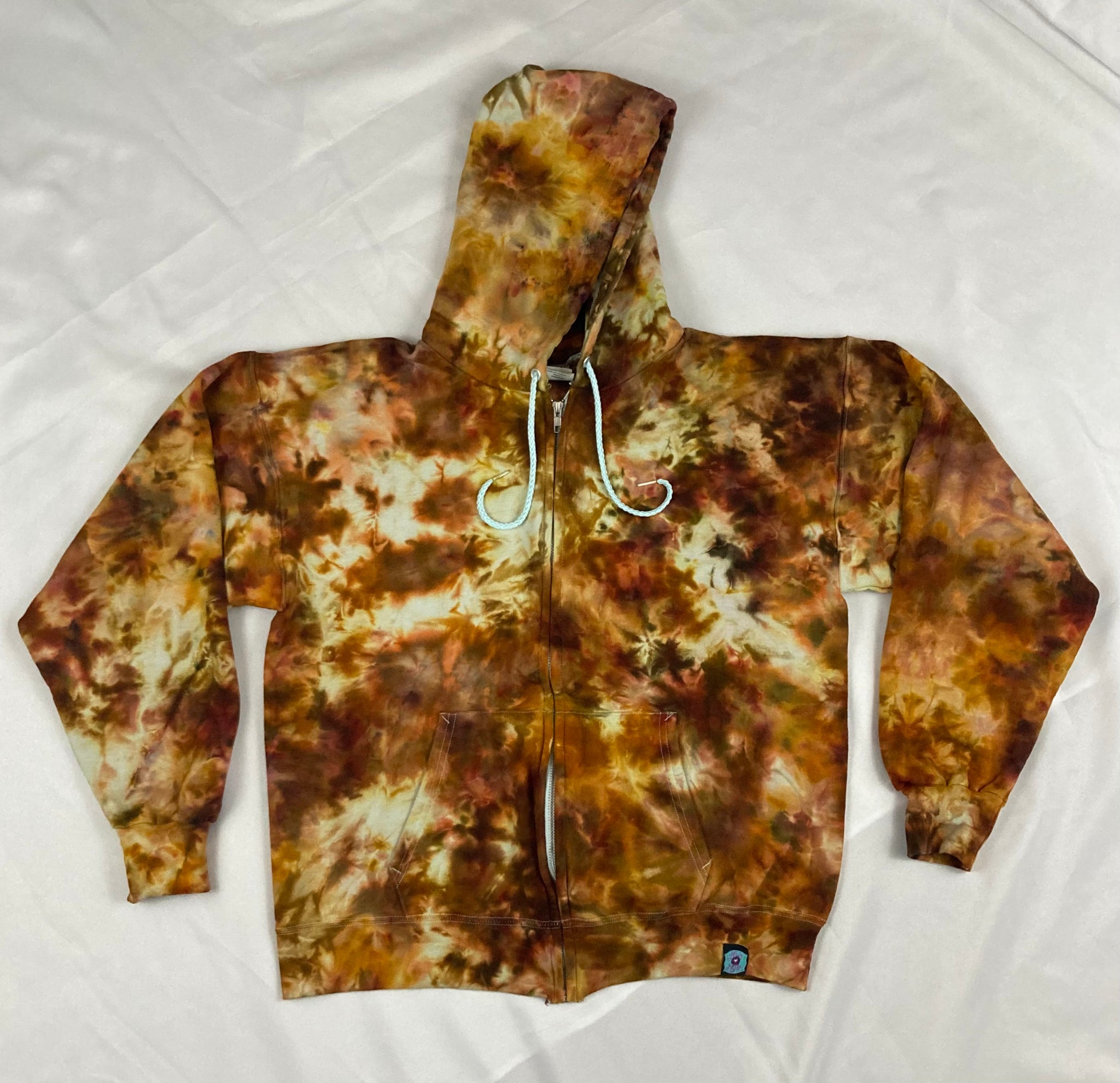 Adult Gold/Brown Ice-Dyed Zip Up Hoodie, M