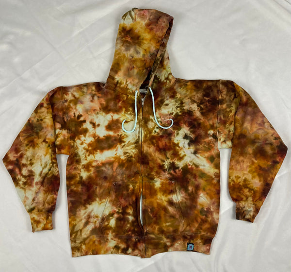 Adult Gold/Brown Ice-Dyed Zip Up Hoodie, M