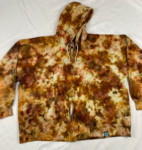 Adult Gold/Brown Ice-Dyed Zip Up Hoodie, 3XL