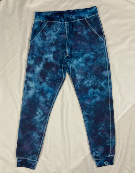 Adult Blue Ice-Dyed Jogger Sweatpants, XL
