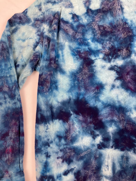 Adult Blue Crush Ice-dyed Longsleeve Flannel Shirt, XL