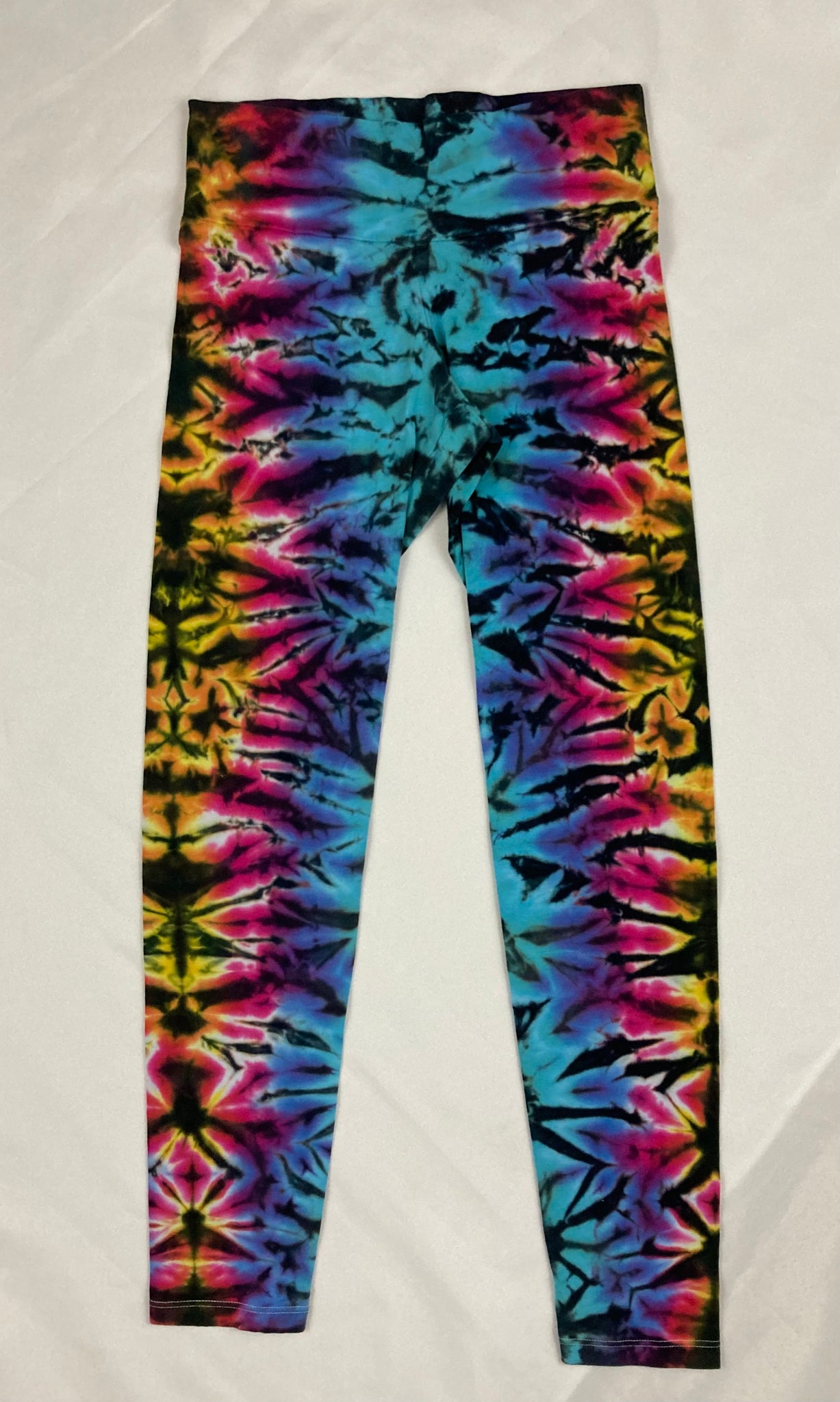 Ladies Rainbow/Black Crush Tie-Dyed Leggings, M