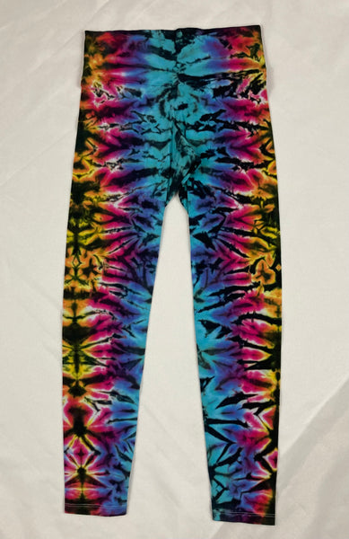 Ladies Rainbow/Black Crush Tie-Dyed Leggings, M