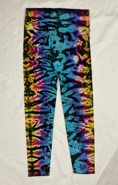 Ladies Rainbow/Black Crush Tie-Dyed Leggings, L