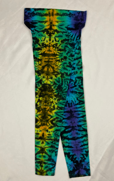 Ladies Rainbow/Black Crush Tie-Dyed Leggings, XL