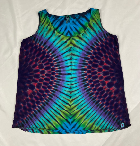 Ladies Multi-Colored Tie-dyed Curvy Tank, 1X & 3X