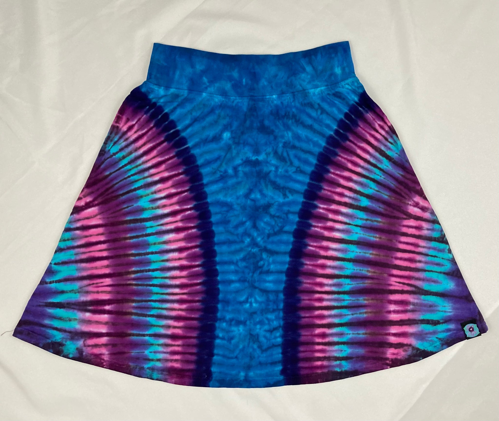 Women's Blue/Pink Tie-Dyed Skirt, L