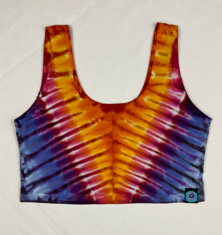 Women's Orange/Purple Sunset Tie-Dyed Crop Top, XL
