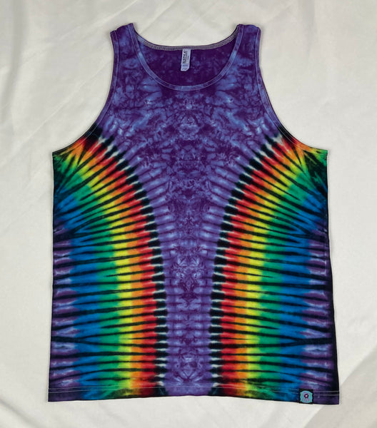 Adult Purple/Rainbow Tie-dyed Tank, M, L, 2X