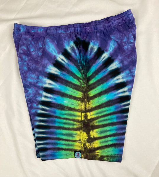 Men’s/Unisex Purple/Black Tie-Dyed Shorts, 2X (38)