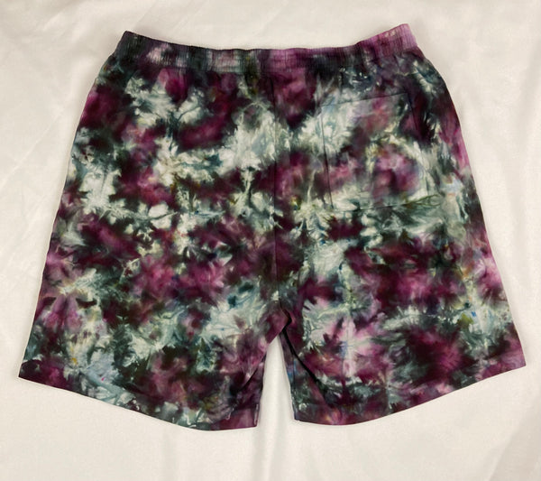 Men’s/Unisex Gray/Black Cherry Ice-Dyed Shorts, 2X (38)