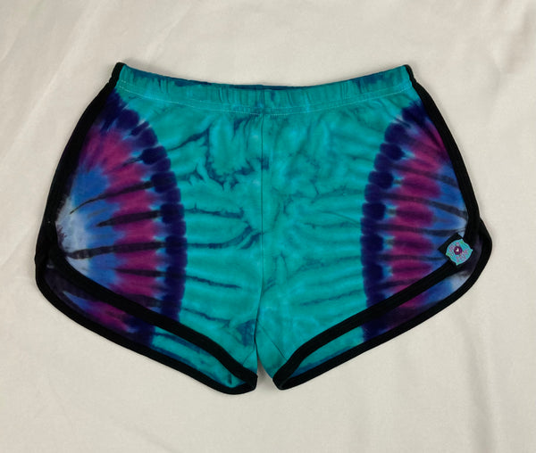 Women’s Aqua/Purple Tie-dyed Running Shorts, S-XL