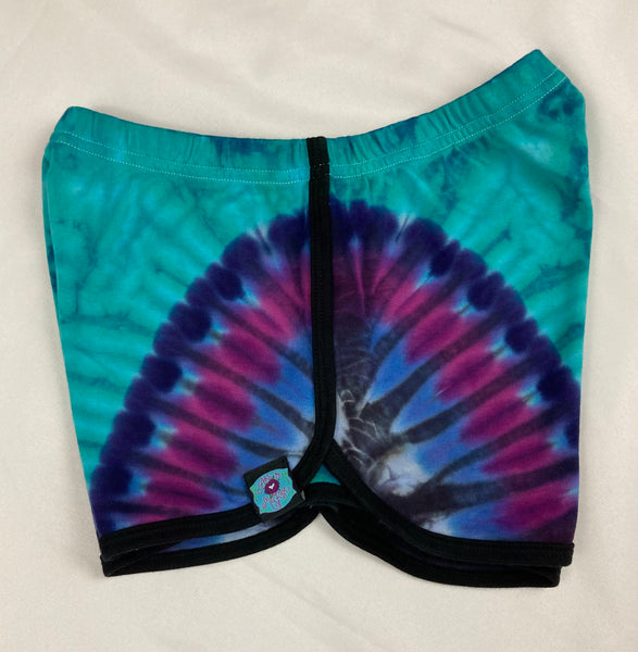Women’s Aqua/Purple Tie-dyed Running Shorts, S-XL