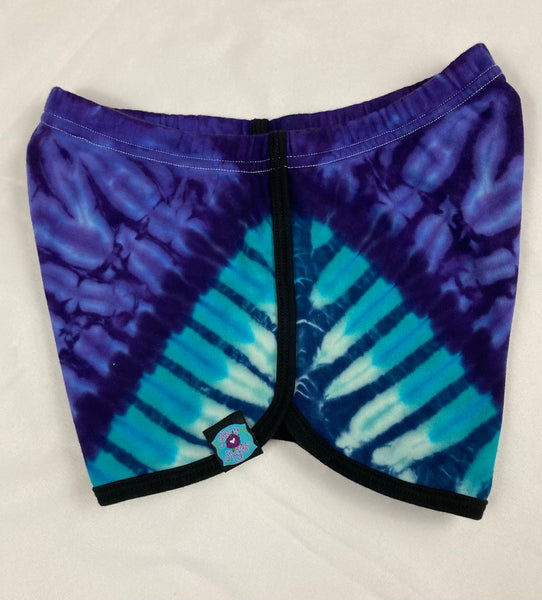 Women’s Purple Ocean Tie-dyed Running Shorts, L & XL