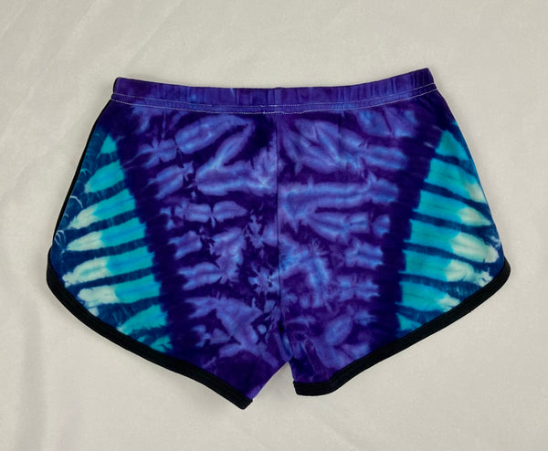 Women’s Purple Ocean Tie-dyed Running Shorts, L & XL