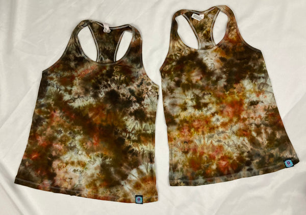 Ladies Gold/Brown Ice-dyed Racerback Tank, S, L, XL