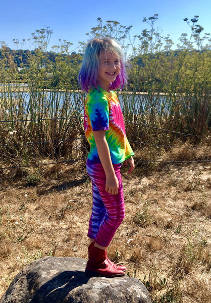 Girls Pink/Purple Tie-Dyed Capri Leggings, XL(14/16)