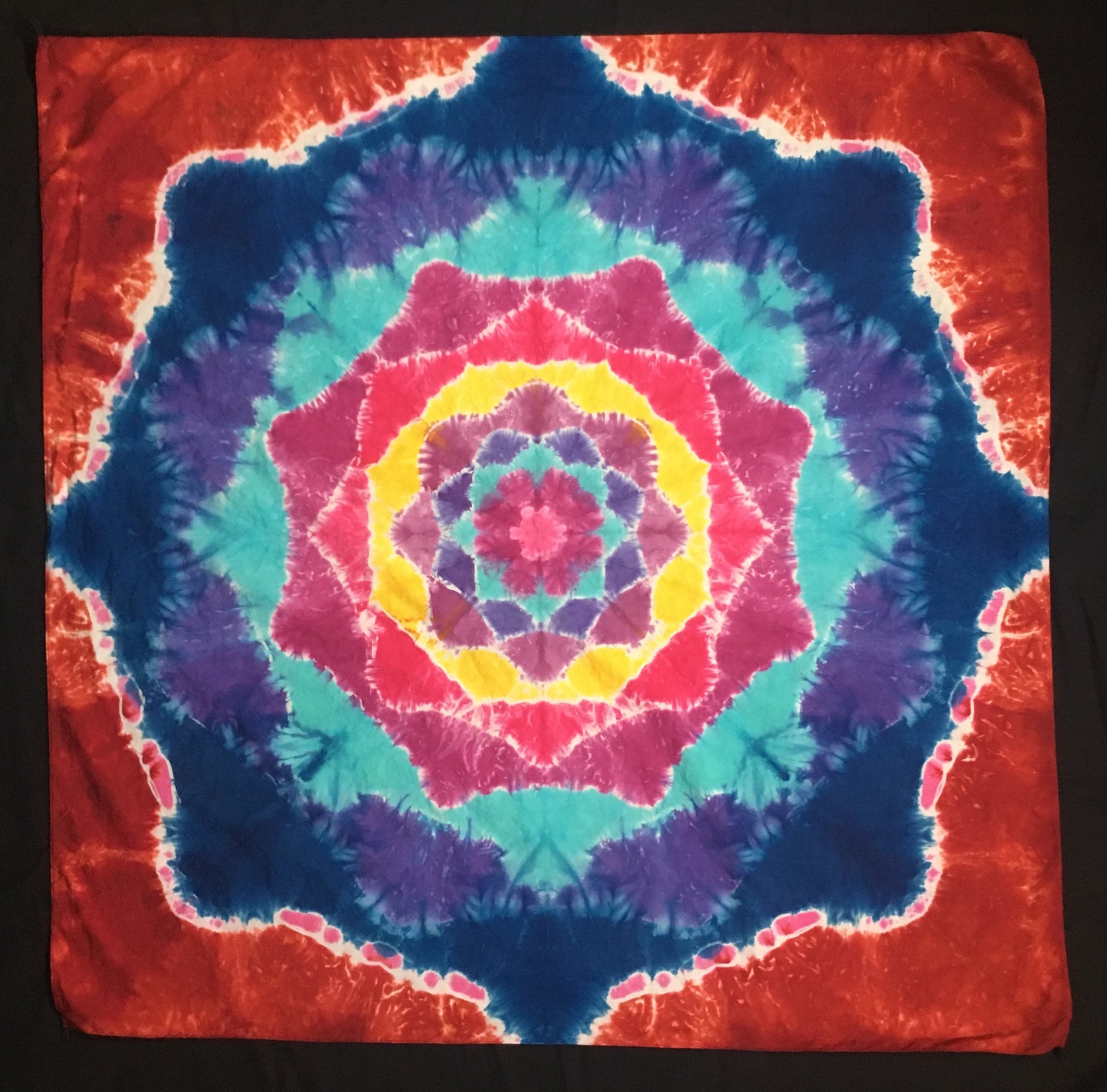 3'x3' Starburst Mandala Tie-dyed Tapestry/Wall Hanging