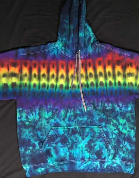 Adult Sea Striped Tie-Dyed Pullover Hoodie, 2XL