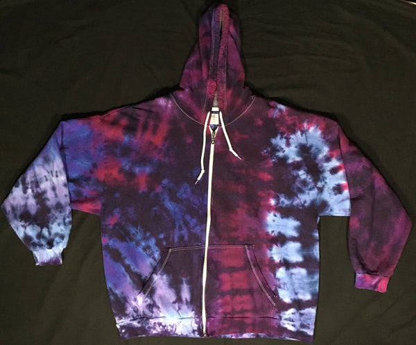 Adult Purple Spiral Tie-Dyed Zip-up Hoodie, 2XL