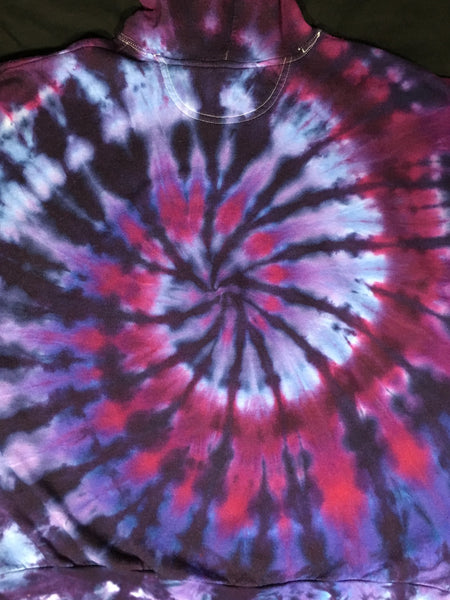 Adult Purple Spiral Tie-Dyed Zip-up Hoodie, 2XL