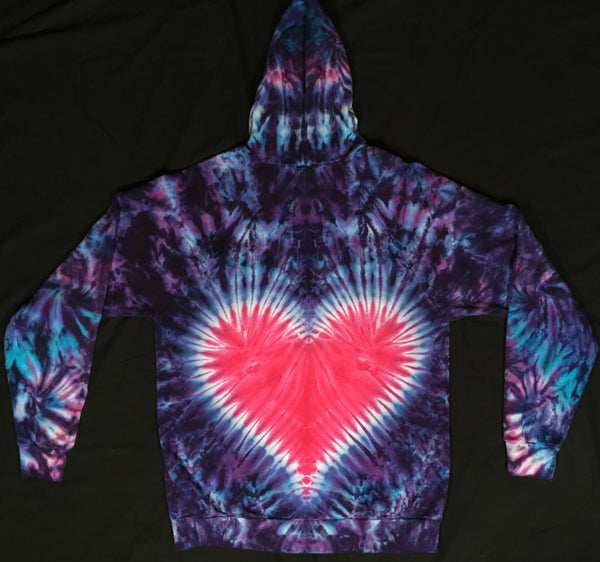 Adult Purple Heart Tie-Dyed Zip-up Hoodie, L