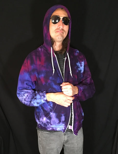 Adult Purple Spiral Tie-Dyed Zip-up Hoodie, 2XL