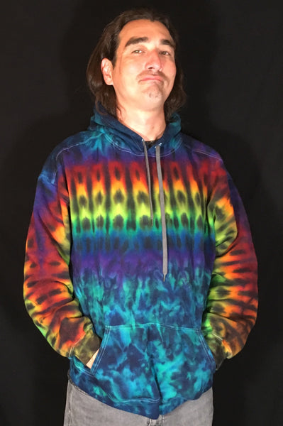 Adult Sea Striped Tie-Dyed Pullover Hoodie, 2XL