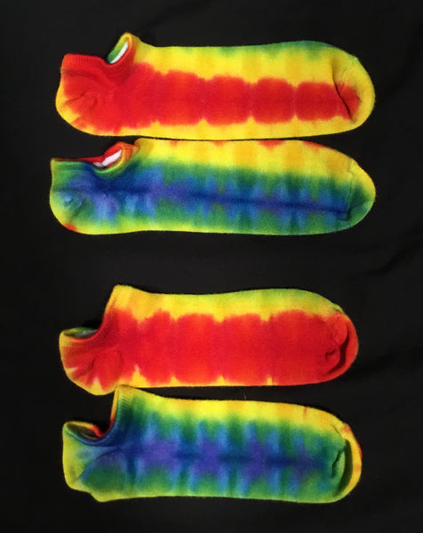 Adult Rainbow Tie-Dyed Bamboo Footie Socks (multiple sizes)