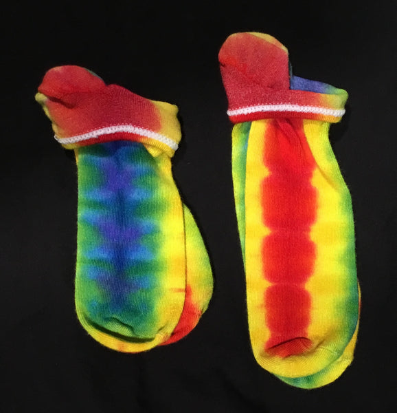 Adult Rainbow Tie-Dyed Bamboo Footie Socks (multiple sizes)