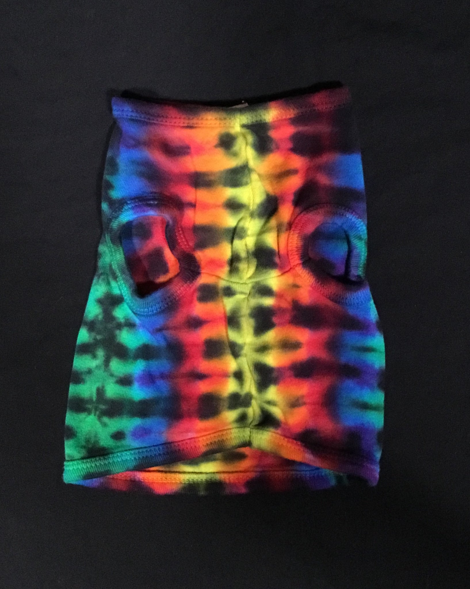 Doggie Rainbow Striped Tie-Dyed Tank, M