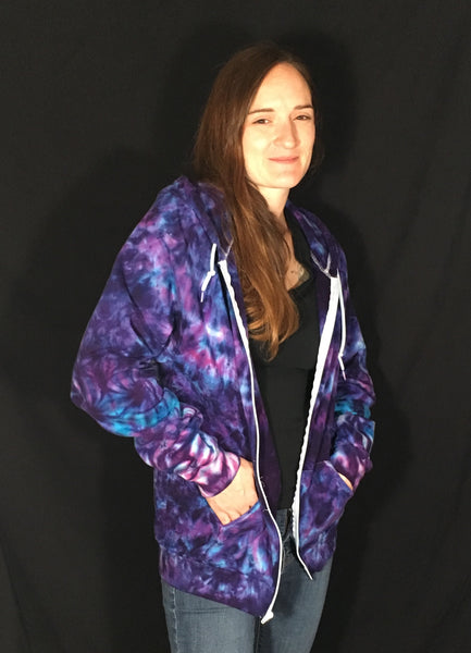 Adult Purple Heart Tie-Dyed Zip-up Hoodie, L