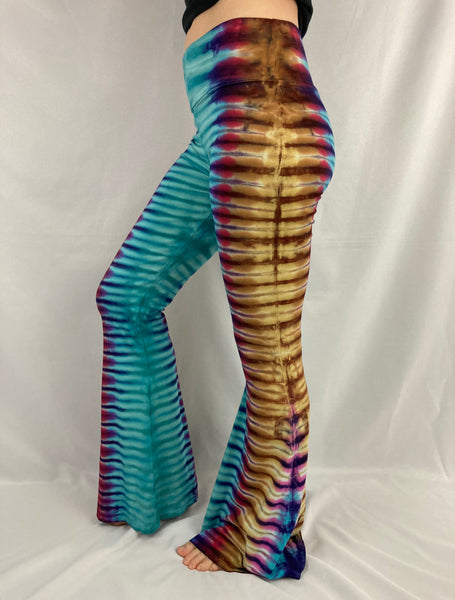 Women's Earthy Striped Tie-Dyed Slim Bells, L